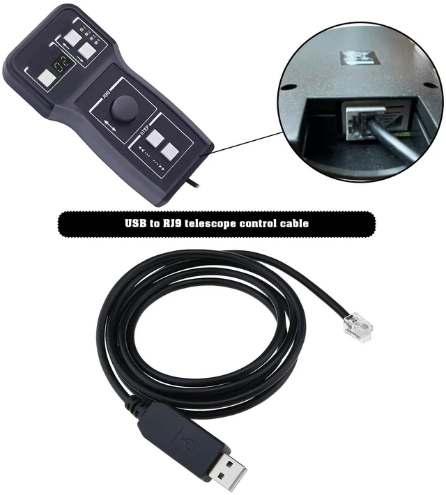 Alt view image 2 of 7 - Traders USB to RJ9 Cable Telescope Console Upgrade Cable 1.8m USB to RJ9 Data Transmission Cord Compatible with Celestron NexStar 4SE NexStar 6SE NexStar 8 SE, Black