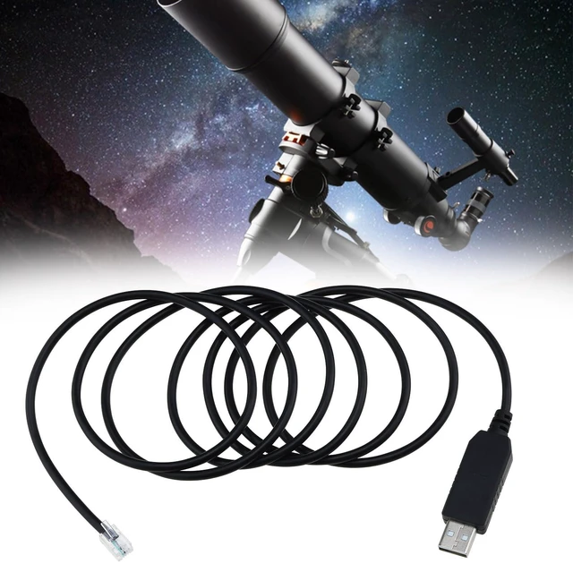 Alt view image 3 of 7 - Traders USB to RJ9 Cable Telescope Console Upgrade Cable 1.8m USB to RJ9 Data Transmission Cord Compatible with Celestron NexStar 4SE NexStar 6SE NexStar 8 SE, Black