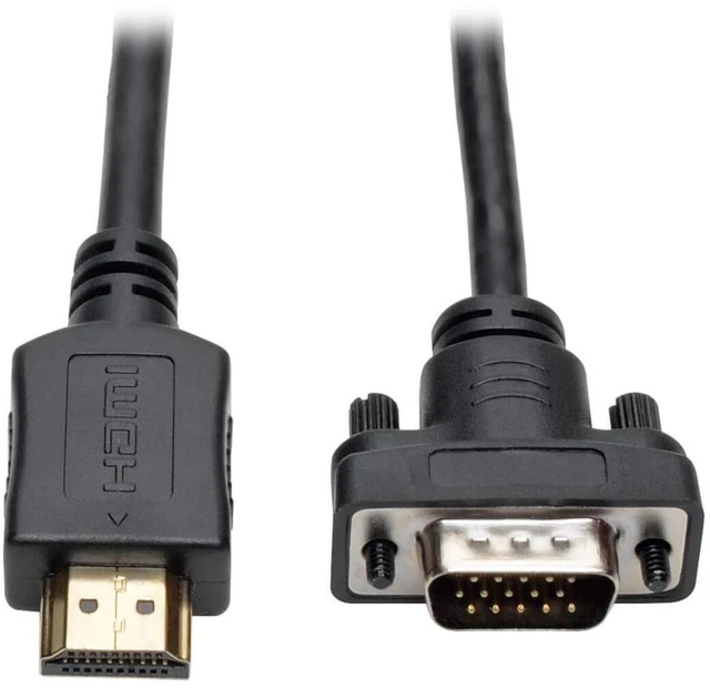 Main image of HDMI to VGA Active Adapter Converter Cable Low Profile HD15 M/M 1080p 3ft (P566-003-VGA), Black
