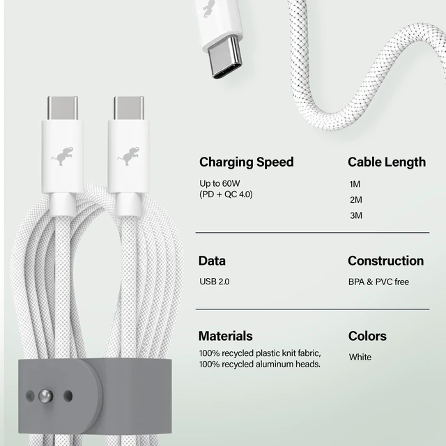 Alt view image 6 of 7 - POWERKNIT USB C to USB C Cable (3M/4FT) Durable Fast Charging Cord | Type C Fast Charging Cable with Cable Strap, Compatible with Apple iPhone 18/17/16/15, Samsung, MacBook Air/Pro/Max 2018-2022
