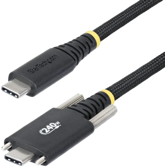 Main image of 10ft/3m USB-C to USB-C Screw Locking Cable (S2CEPR3M-USBSL-CABLE) | USB-IF Certified, 240W 5A PD 3.1 EPR, Side screw locking, USB 2.0 480Mbps, Ultra-Flexible, 2.0 Laptop, M2 screw lock, Black