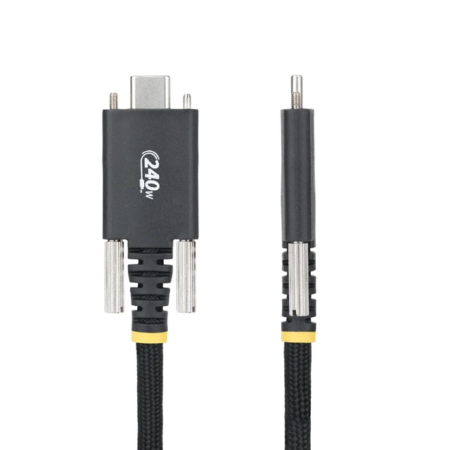 Alt view image 2 of 7 - 10ft/3m USB-C to USB-C Screw Locking Cable (S2CEPR3M-USBSL-CABLE) | USB-IF Certified, 240W 5A PD 3.1 EPR, Side screw locking, USB 2.0 480Mbps, Ultra-Flexible, 2.0 Laptop, M2 screw lock, Black