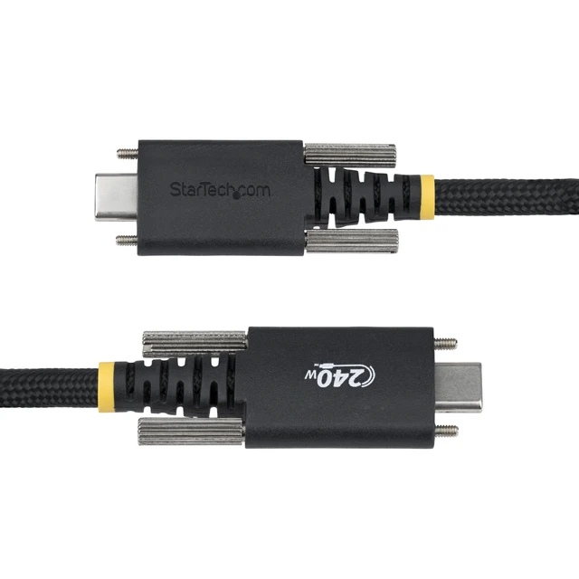 Alt view image 4 of 7 - 10ft/3m USB-C to USB-C Screw Locking Cable (S2CEPR3M-USBSL-CABLE) | USB-IF Certified, 240W 5A PD 3.1 EPR, Side screw locking, USB 2.0 480Mbps, Ultra-Flexible, 2.0 Laptop, M2 screw lock, Black