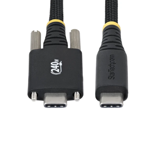Alt view image 6 of 7 - 10ft/3m USB-C to USB-C Screw Locking Cable (S2CEPR3M-USBSL-CABLE) | USB-IF Certified, 240W 5A PD 3.1 EPR, Side screw locking, USB 2.0 480Mbps, Ultra-Flexible, 2.0 Laptop, M2 screw lock, Black