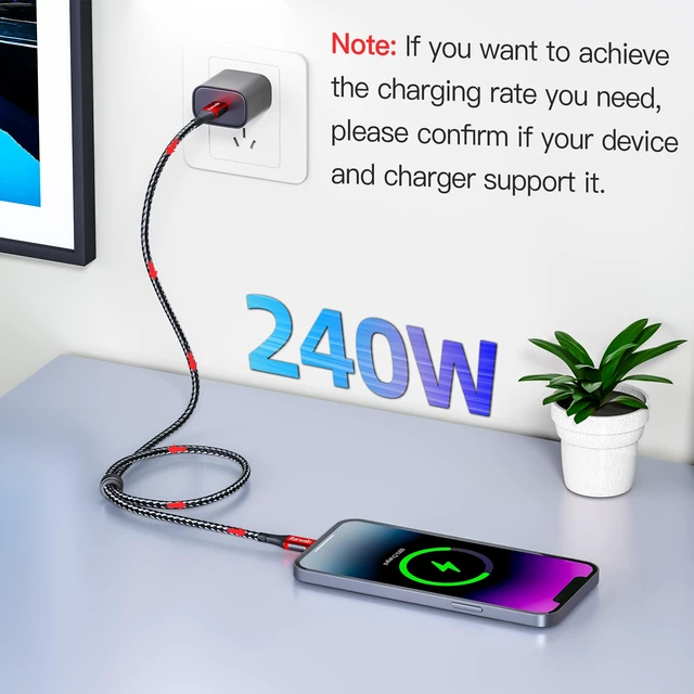 Alt view image 4 of 7 - 40Gbps for Thunderbolt 5 Cable 10FT, USB4 V2 Cable, PD 240W, 8K@60Hz, 4K@144Hz USB C Display Cable for iPhone 17, Razer Blade, ACASIS SSD, Thunderbolt 4, Mac mini M4