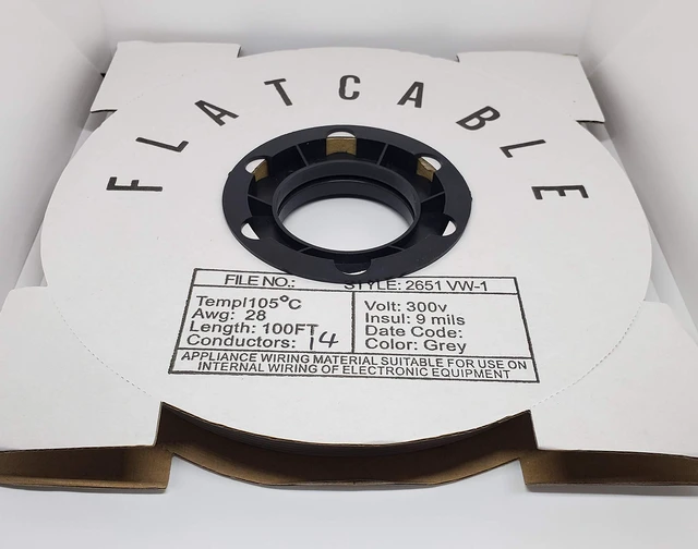 Alt view image 4 of 5 - Pc Accessories - Connectors Pro 14P 100' IDC Silver Flat Ribbon Cable for 2.54mm 0.1" Pitch Connectors, 14 Wires, 14 Conductors, 100 Feet, Spool