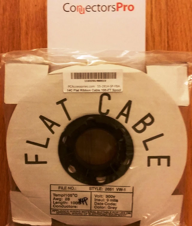 Alt view image 2 of 5 - Pc Accessories - Connectors Pro 14P 100' IDC Silver Flat Ribbon Cable for 2.54mm 0.1" Pitch Connectors, 14 Wires, 14 Conductors, 100 Feet, Spool
