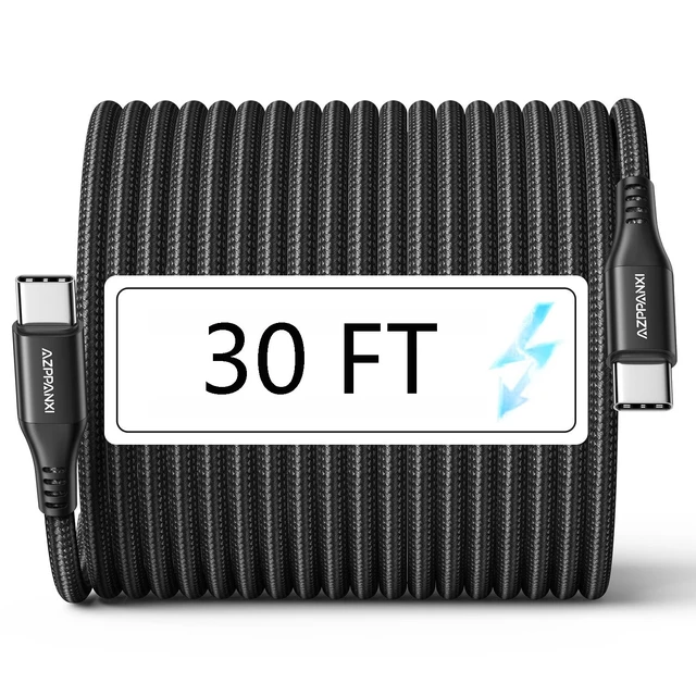 Main image of 30FT USB C to USB C Cable 60W, Extra Long Type-C to Type-C Cable Charger Cord, Premium Nylon Braided C to C Fast Charging for USBC Phone/Tablet and Other USB-C Devices