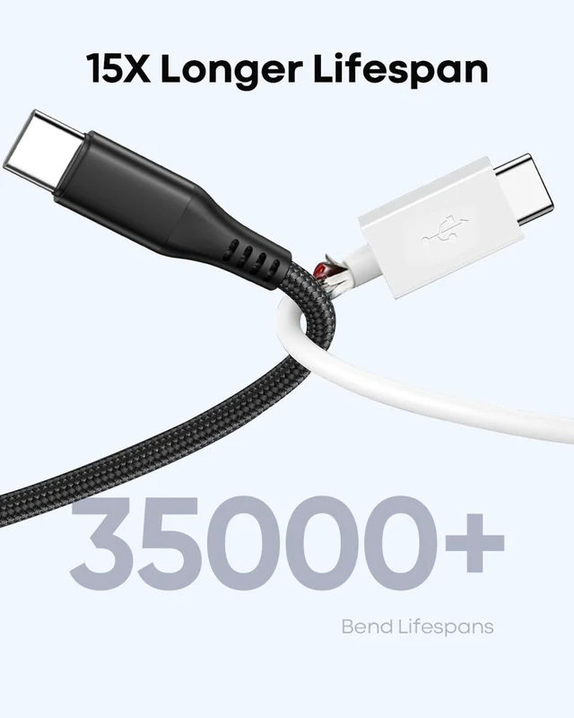 Alt view image 4 of 7 - 30FT USB C to USB C Cable 60W, Extra Long Type-C to Type-C Cable Charger Cord, Premium Nylon Braided C to C Fast Charging for USBC Phone/Tablet and Other USB-C Devices