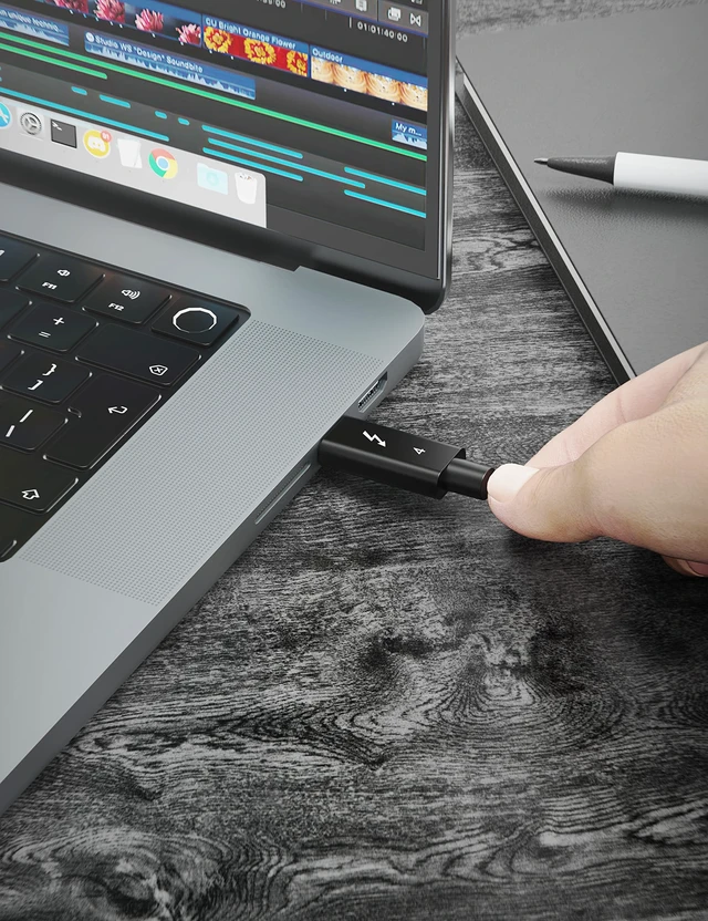 Alt view image 6 of 6 - Thunderbolt 4 Cable, 1M, 100W PD, 8K, 40Gbps (CB-T4M1) | Certified TB4; 100W PD; 8K@60Hz DisplayPort; 40Gbps; USB4 & TB3; 3.28ft; laptops/tablets