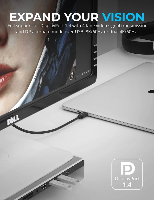 Alt view image 5 of 6 - Thunderbolt 4 Cable, 1M, 100W PD, 8K, 40Gbps (CB-T4M1) | Certified TB4; 100W PD; 8K@60Hz DisplayPort; 40Gbps; USB4 & TB3; 3.28ft; laptops/tablets
