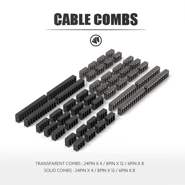 Alt view image 3 of 7 - 18AWG PSU Cable Extension Kit GPU PC Audio Video Power Supply Soft Braided Cables with Two Color Comb Kit 24P/8P to 6+2P/ 8P to 4+4P 30CM (Black White)