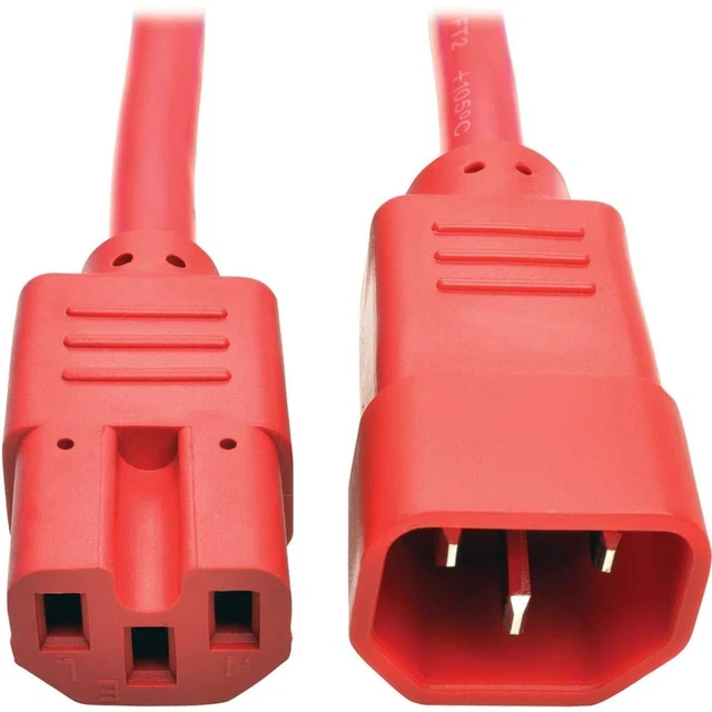 Main image of 6 ft. Heavy Duty Power Extension Cord, C14 to C15, 15A, 14 AWG, Red (P018-006-ARD)