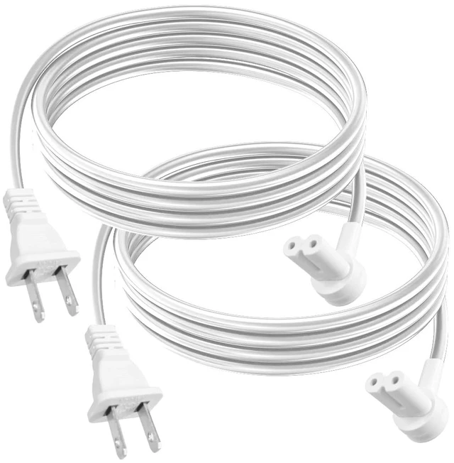 Main image of (2-Pack) Long Power Cords Compatible with Sonos Era 100 and Era 300 Speakers, Extended Reach, Enhanced Flexibility, and Durability, Secure Connection (12-Foot) (White)