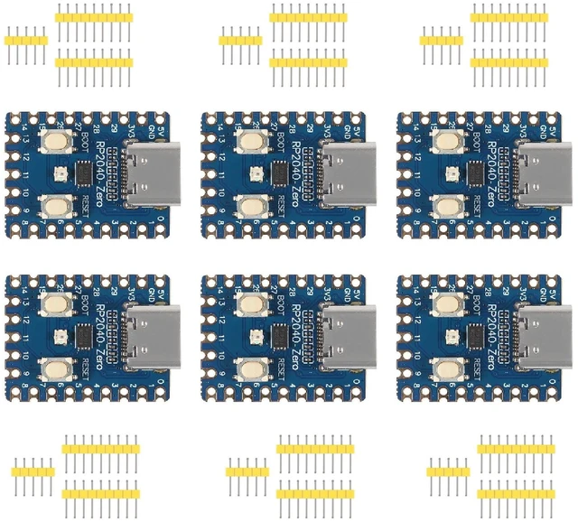 Main image of 6-Pack RP2040-Zero Board, Dual-Core Cortex M0+, Pico | 264KB SRAM, 2MB Flash, for custom peripheral design and IoT DIY development projects