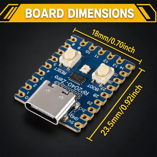 Alt view image 4 of 7 - 6-Pack RP2040-Zero Board, Dual-Core Cortex M0+, Pico | 264KB SRAM, 2MB Flash, for custom peripheral design and IoT DIY development projects