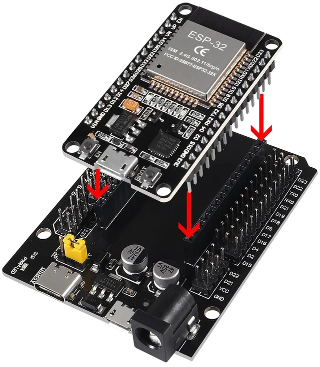 Alt view image 2 of 7 - 3 Set ESP32 ESP-32S WiFi Development Board NodeMCU ESP-32 Microcontroller with ESP32 GPIO Breakout Board 30Pin Type-C Micro USB Dual Interface ESP32 Shield 30P Expansion Board
