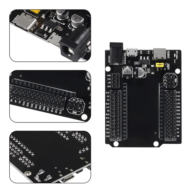 Alt view image 6 of 7 - 3 Set ESP32 ESP-32S WiFi Development Board NodeMCU ESP-32 Microcontroller with ESP32 GPIO Breakout Board 30Pin Type-C Micro USB Dual Interface ESP32 Shield 30P Expansion Board