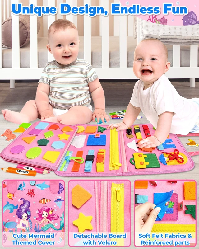 Alt view image 4 of 6 - Busy Board Montessori Toys for Toddler Boy Birthday Gifts Busy Book | Sensory Toys, Airplane Car Travel Toy, Learning Educational Toys, Activity Book, Toddler Activities, Fine Motor Skills