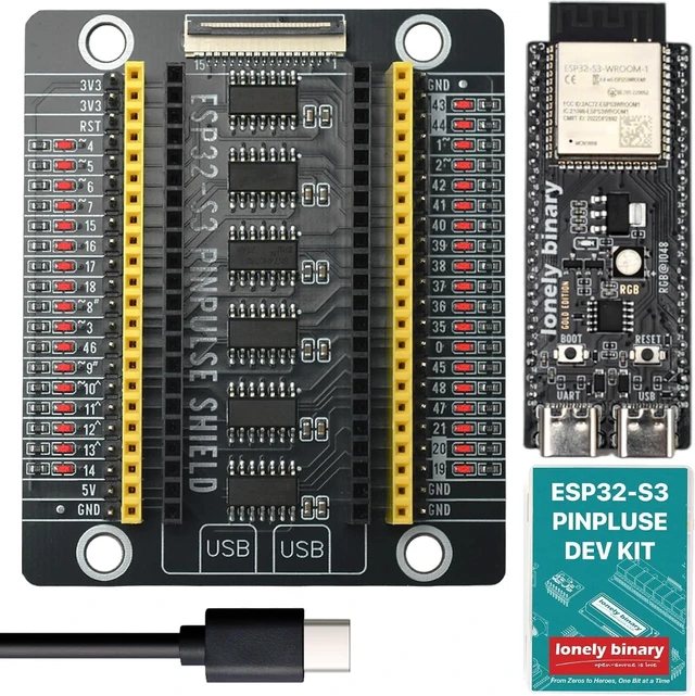 Main image of ESP32-S3 N16R8 PinPulse Shield GPIO LED 16MB C++ Ready | 16MB Flash, 8MB PSRAM, WiFi & Bluetooth 5.0 LE Development Board. Programmable in C++, MicroPython, ESP-IDF