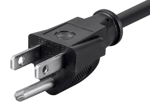 Alt view image 3 of 6 - Power Cord - NEMA 5-15P to IEC 60320 C13, 16AWG, 13A/1625W, 125V, 3-Prong, 2ft, Black, 6-Pack