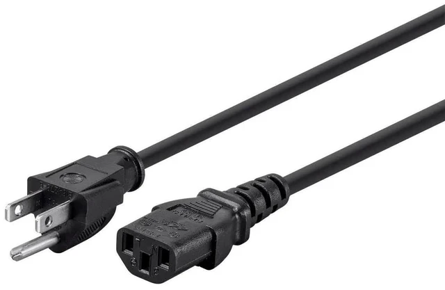 Main image of Power Cord - NEMA 5-15P to IEC 60320 C13, 16AWG, 13A/1625W, 125V, 3-Prong, 2ft, Black, 6-Pack