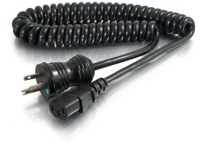 Main image of 6ft 18 AWG Coiled Hospital Grade Power Cord (NEMA 5-15P to IEC320C13) - Black - 125 V AC Voltage Rating - 10 A Current Rating - Black - RoHS, TAA Compliance