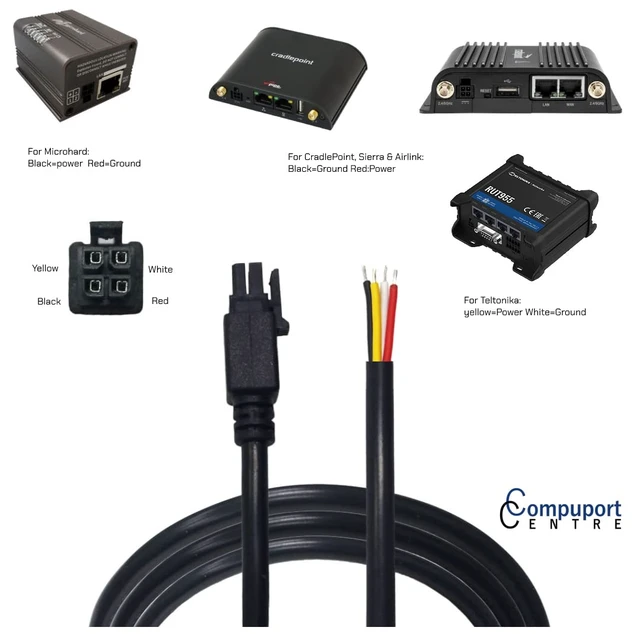 Alt view image 2 of 7 - 4 Pins Boot Molex DC GPIO Power Cable Shielded and soldered Tips, Compatible with Microhard, Cradlepoint, Teltonika, Sierra Wireless Airlink,Peplink, Perle and More Cellular Modems