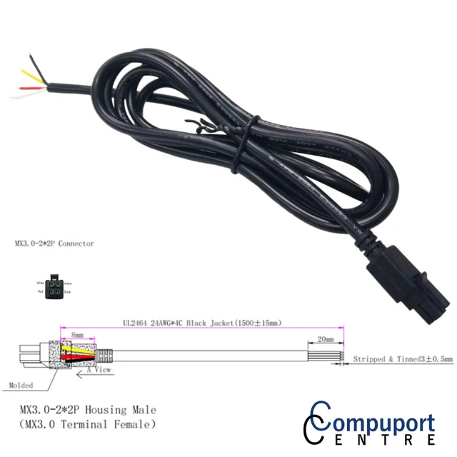 Alt view image 5 of 7 - 4 Pins Boot Molex DC GPIO Power Cable Shielded and soldered Tips, Compatible with Microhard, Cradlepoint, Teltonika, Sierra Wireless Airlink,Peplink, Perle and More Cellular Modems