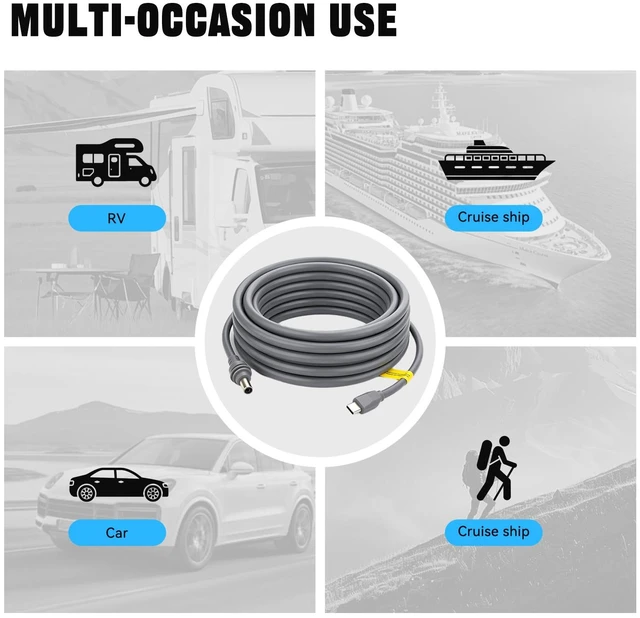 Alt view image 7 of 7 - Starlink Mini Cable,18 AWG 16.4FT Waterproof USB C to DC Power Cable | Weather Resistant, Secure Fit, Compatible with 100W+ Power Bank & PD Source, Suitable for Outdoor Camping Exploration