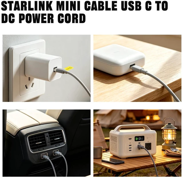 Alt view image 5 of 7 - Starlink Mini Cable,18 AWG 16.4FT Waterproof USB C to DC Power Cable | Weather Resistant, Secure Fit, Compatible with 100W+ Power Bank & PD Source, Suitable for Outdoor Camping Exploration