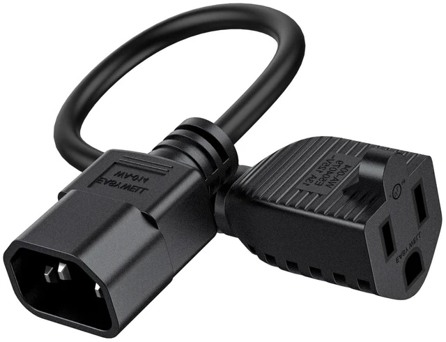 Main image of 5-Pack 1FT 18 AWG Power Adapter Cord,NEMA 5-15R to IEC320 C14 | IEC 320 C14 to NEMA 5-15R,Computer Power Adapter Cord for PDU, UPS, PC, Monitor,0.3M,Black,SJT,UL,125V / 10A