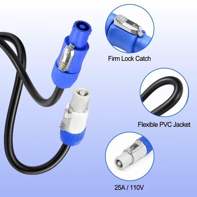 Alt view image 6 of 7 - PowerCon Power Cable NAC3MPA to NAC3FCA/B PowerCon in Connector 3 Pin AC Power Extension Cable 13AWG 25A 2m 6.6Ft for LED Display Screen Stage Light Audio Video Equipment