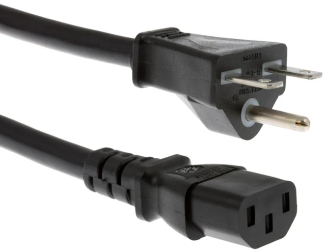 Main image of Heavy Duty Power Cord 10ft, 14 AWG NEMA 6-15P to IEC C13 | 14 AWG, 15A/250V Replacement AC Cable for Bitmain, Antminer, Servers and Networking Equipment, Black