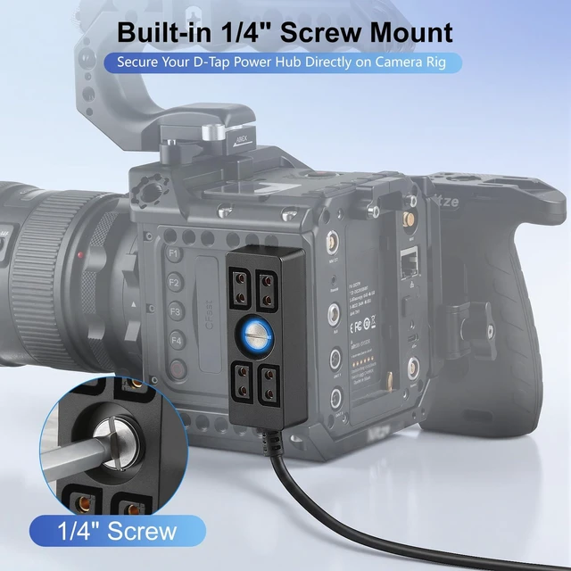 Alt view image 2 of 7 - Dtap Splitter with Screw Power Cable for V-Mount|Gold-Mount Battery, Dtap Male to 4 Port D Tap Female Splitter Hub for ARRI RED Teradek SmallHD SmallRig 40cm/15.7in