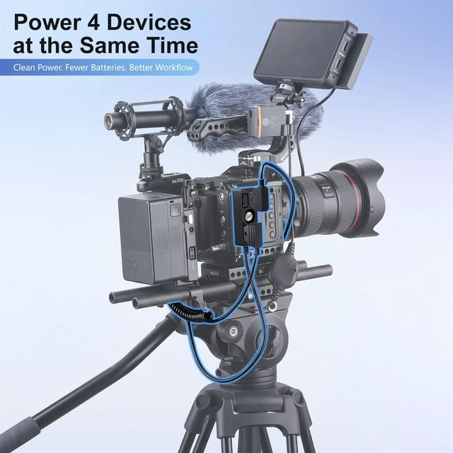 Alt view image 3 of 7 - Dtap Splitter with Screw Power Cable for V-Mount|Gold-Mount Battery, Dtap Male to 4 Port D Tap Female Splitter Hub for ARRI RED Teradek SmallHD SmallRig 40cm/15.7in