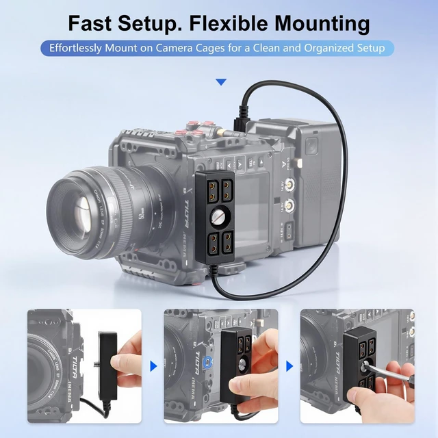 Alt view image 5 of 7 - Dtap Splitter with Screw Power Cable for V-Mount|Gold-Mount Battery, Dtap Male to 4 Port D Tap Female Splitter Hub for ARRI RED Teradek SmallHD SmallRig 40cm/15.7in