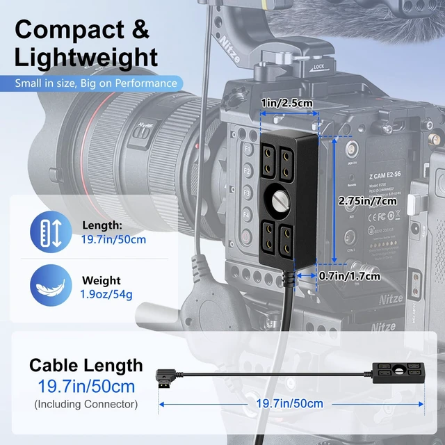 Alt view image 7 of 7 - Dtap Splitter with Screw Power Cable for V-Mount|Gold-Mount Battery, Dtap Male to 4 Port D Tap Female Splitter Hub for ARRI RED Teradek SmallHD SmallRig 40cm/15.7in
