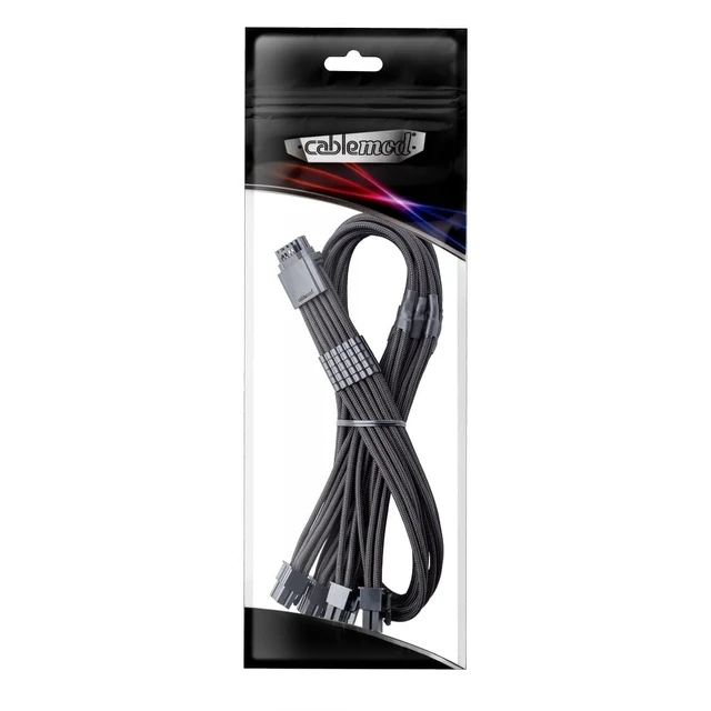 Alt view image 4 of 4 - Pro ModFlex Sleeved 12V-2x6 PCIe Cable for EVGA (Black, 4 x 8p) | Paracord E-Series. 16-pin to Quad 8-pin, 60cm. 12V-2x6 StealthSense connector. Fits EVGA, Super Flower PSUs.
