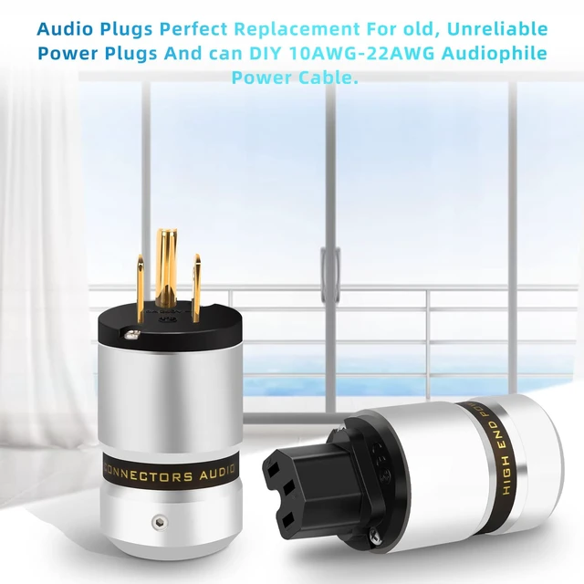 Alt view image 2 of 7 - Audio Power Plug 10A/250V 15A/125V Power Plug IEC C13 Aluminum(Gold Plated) | Hi-End Connector Power Connector Audiophile Power Plug for DIY Audiophile Power Cord Hifi Audio Power Cable
