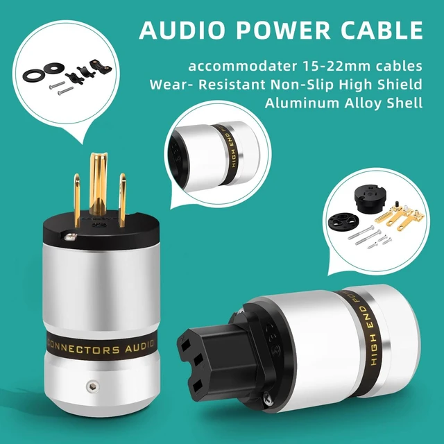 Alt view image 3 of 7 - Audio Power Plug 10A/250V 15A/125V Power Plug IEC C13 Aluminum(Gold Plated) | Hi-End Connector Power Connector Audiophile Power Plug for DIY Audiophile Power Cord Hifi Audio Power Cable