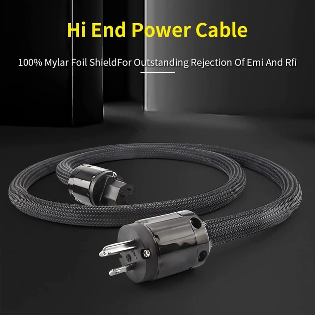 Alt view image 5 of 6 - AC Power Cable HiFi Audiophile Black Power Cord with US Plug+IEC Connector (1.5m/4.92ft)