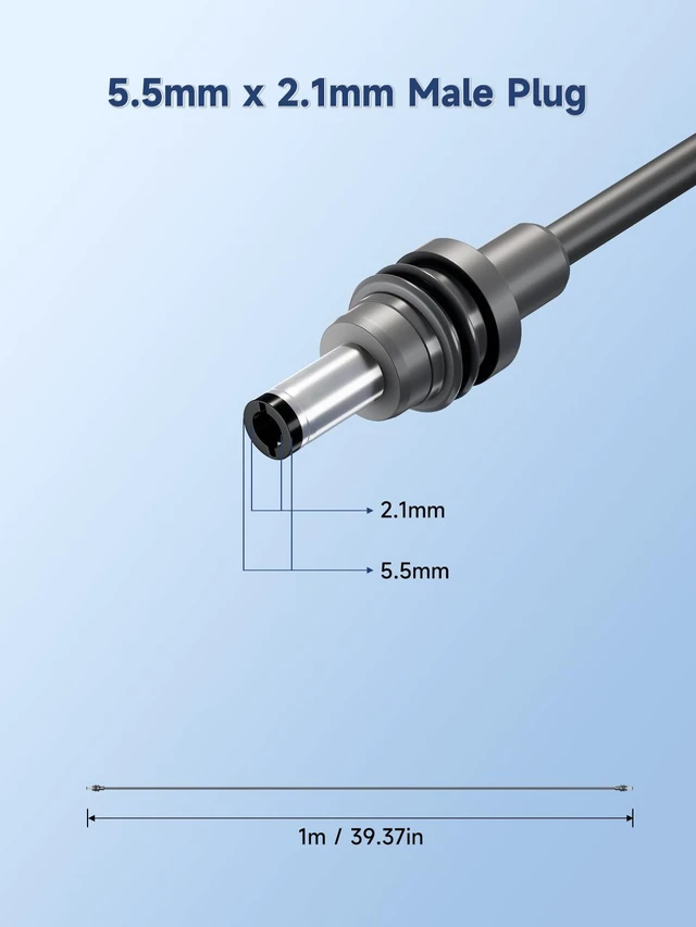 Alt view image 5 of 6 - DC to DC Power Cable for Starlink Mini, 1m/3.3ft 100W, 2 Pack | Starlink Mini Power Cable 5.5 x 2.1mm