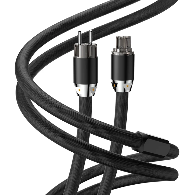 Alt view image 2 of 2 - HiFi Audiophile Power Cord - 5N0FC Conductor & Gold-Plated Plug, AC Power Cable for Enhanced Sound, Sweet Midrange, Robust Bass, C15 Compatible for Audio Video Systems, Speakers, AMP (1M,1.5M,2M)