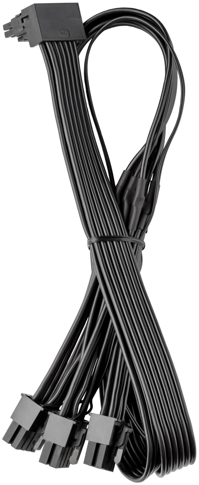 Main image of Basics C-Series 12VHPWR 90 Degree StealthSense PCI-e Cable for Corsair - Variant A (Black, 16-pin to Triple 8-pin, 60cm)