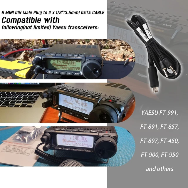 Alt view image 2 of 7 - 6-Pin Mini-DIN Male Plug to Dual 1/8" (3.5mm) Male Connector,3FT | Fit for YAESU FT-991,FT-891,FT-857,FT-897,FT-450,FT-900 with 6-pin Mini-DIN DATA port,For Digital Mode FT8/FT4/JT65/PSK Audio