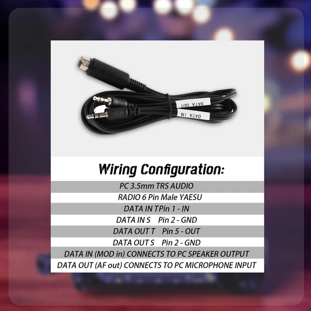 Alt view image 4 of 7 - 6-Pin Mini-DIN Male Plug to Dual 1/8" (3.5mm) Male Connector,3FT | Fit for YAESU FT-991,FT-891,FT-857,FT-897,FT-450,FT-900 with 6-pin Mini-DIN DATA port,For Digital Mode FT8/FT4/JT65/PSK Audio