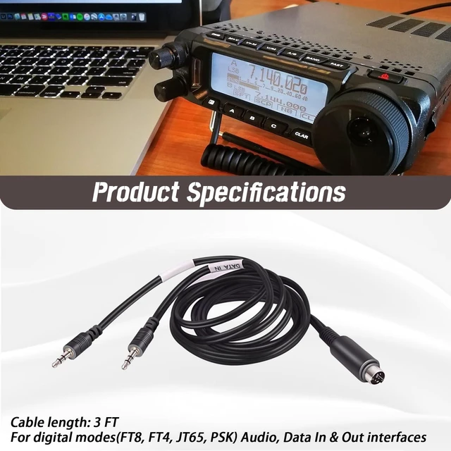 Alt view image 3 of 7 - 6-Pin Mini-DIN Male Plug to Dual 1/8" (3.5mm) Male Connector,3FT | Fit for YAESU FT-991,FT-891,FT-857,FT-897,FT-450,FT-900 with 6-pin Mini-DIN DATA port,For Digital Mode FT8/FT4/JT65/PSK Audio