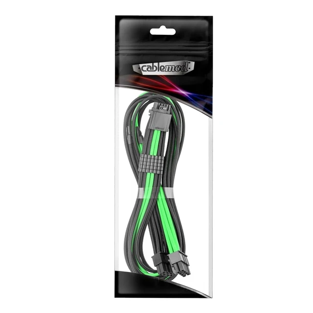 Alt view image 3 of 3 - Pro ModMesh 12V-2x6 PCIe Cable for ASUS/Seasonic (Blk + LTG, 2x8p) | Nylon RT-Series. 16-pin to Dual 8-pin, 60cm. 12V-2x6 StealthSense connector. Fits ASUS, Seasonic, Phanteks PSUs.