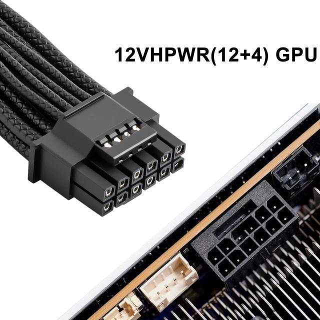 Alt view image 2 of 6 - 12VHPWR+2P to 12+4Pin Power Cable for ASUS ROG Thor III power supplies | 16AWG+24AWG tinned copper textured wire, 27.56in length, perfect for ROG Thor III series power supplies.